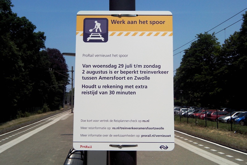 werk aan het spoor juli augustus 2015 Veluwlijn Zwolle Amersfoort